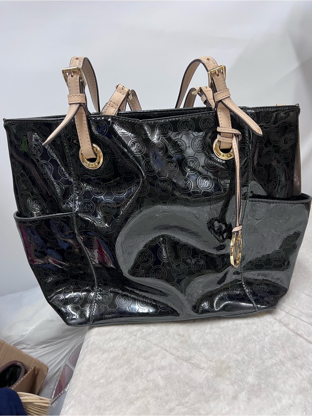 Michael Kors Black Patent Tote w/adjustable Straps